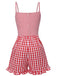 Tuta corta a fragola plaid spalline sottili rosso anni '50