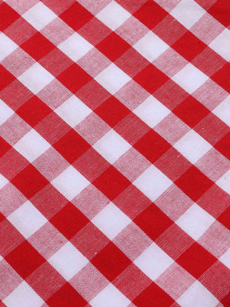 Tuta corta a fragola plaid spalline sottili rosso anni '50