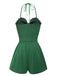 Tuta corta smock con scollo a cuore verde anni '60
