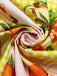 Abito midi con stampa di limone multicolore anni '40