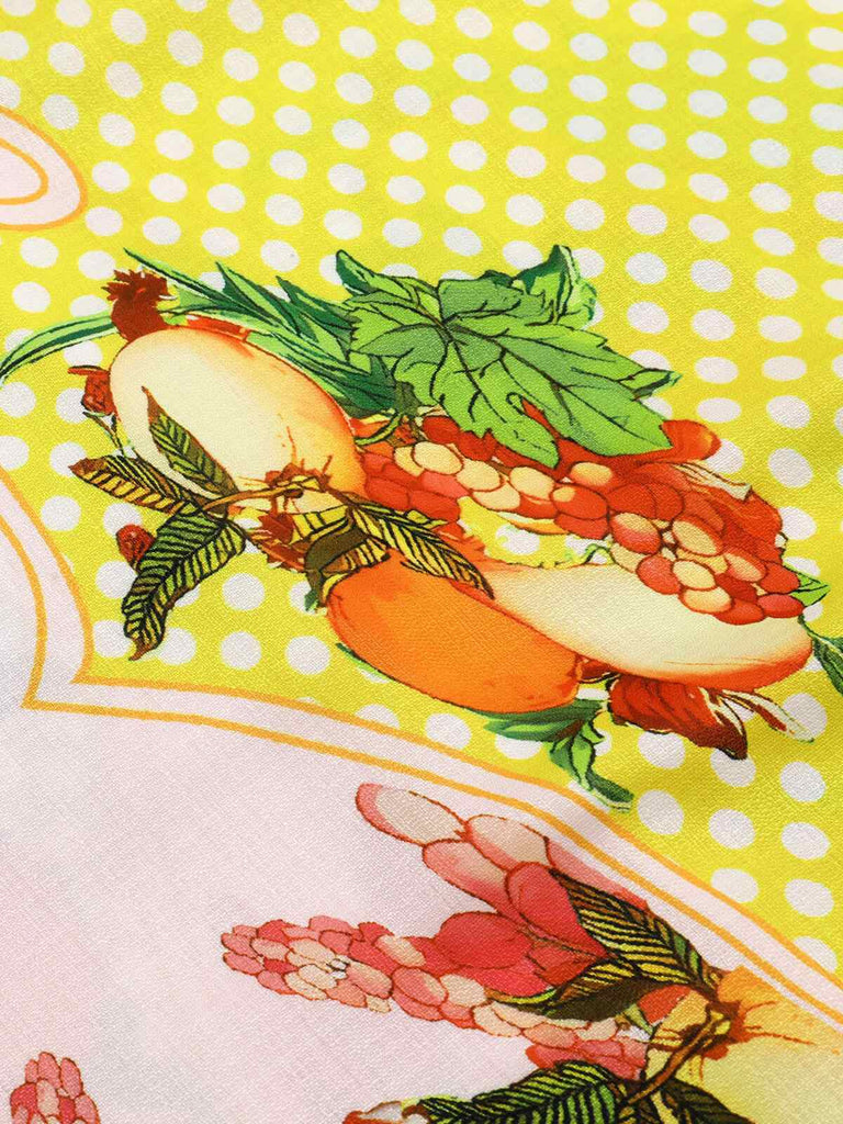Abito midi con stampa di limone multicolore anni '40