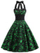 Abito trifoglio con scollo all'americana patchwork verde anni '50