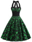 Abito trifoglio con scollo all'americana patchwork verde anni '50
