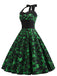 Abito trifoglio con scollo all'americana patchwork verde anni '50