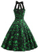 Abito trifoglio con scollo all'americana patchwork verde anni '50