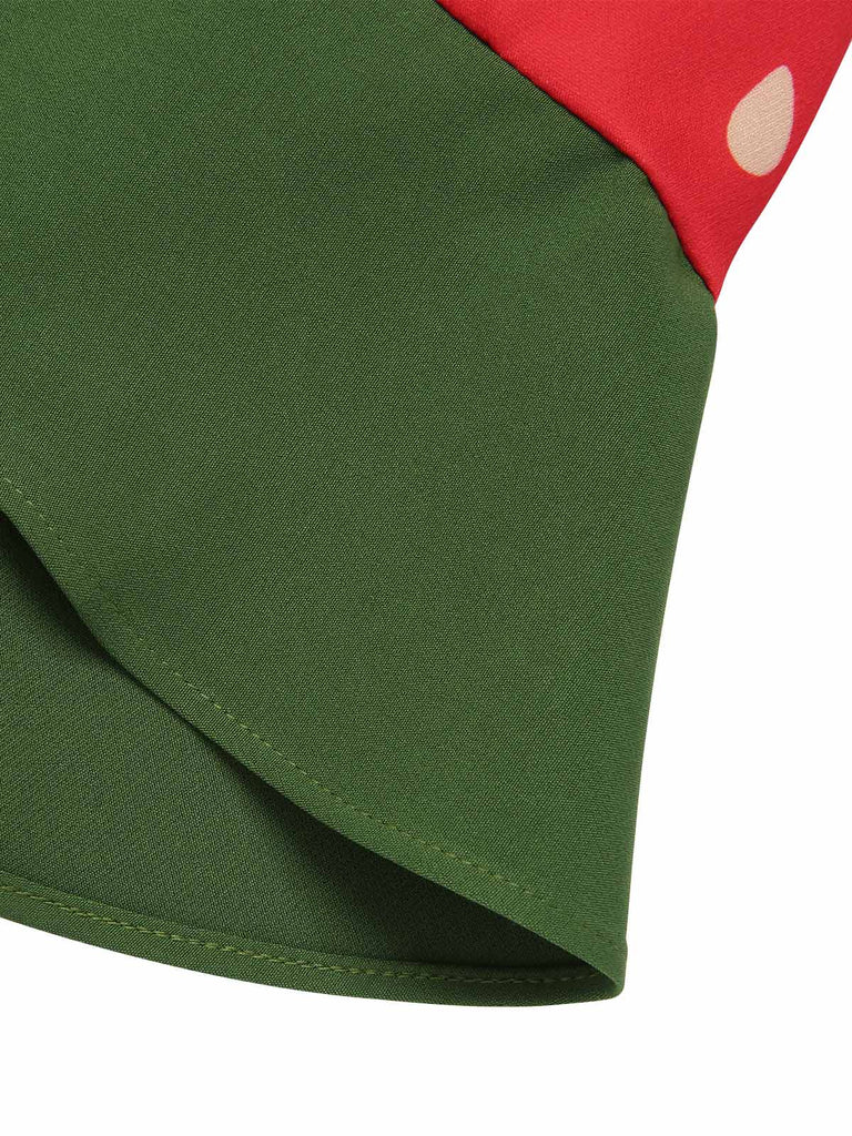 Abito a balze e fragole cintura rosso anni '50