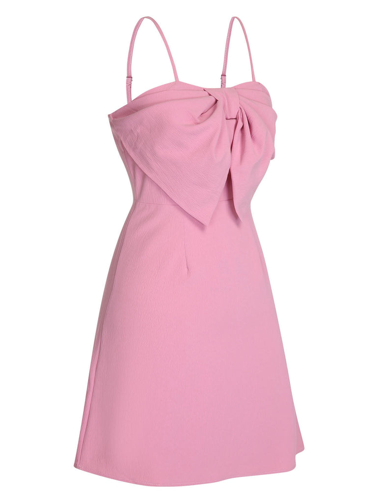 Abito con fiocco e spalline sottili rosa anni '60