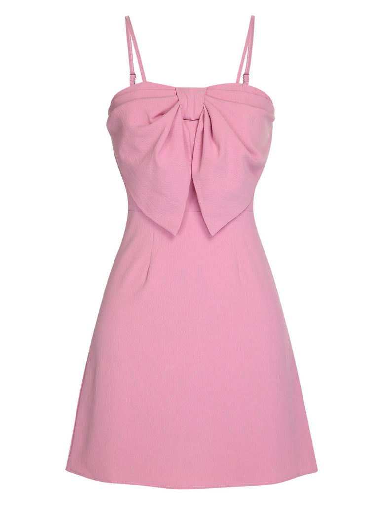 Abito con fiocco e spalline sottili rosa anni '60