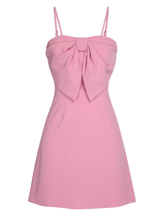 Abito con fiocco e spalline sottili rosa anni '60