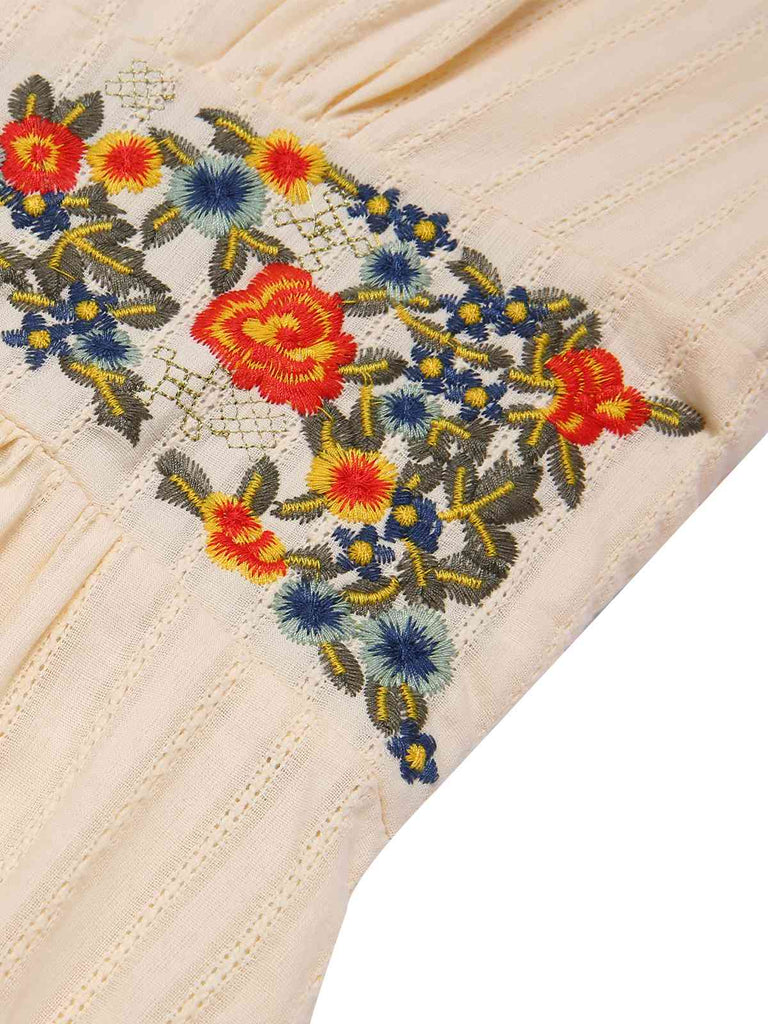 Abito in puro cotone floreale scollo a V nero anni '40
