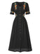 Abito in puro cotone floreale scollo a V nero anni '40