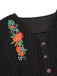 Abito in puro cotone floreale scollo a V nero anni '40