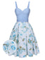 Abito con cintura e spalline sottili blu anni '50