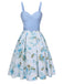 Abito con cintura e spalline sottili blu anni '50