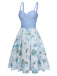 Abito con cintura e spalline sottili blu anni '50
