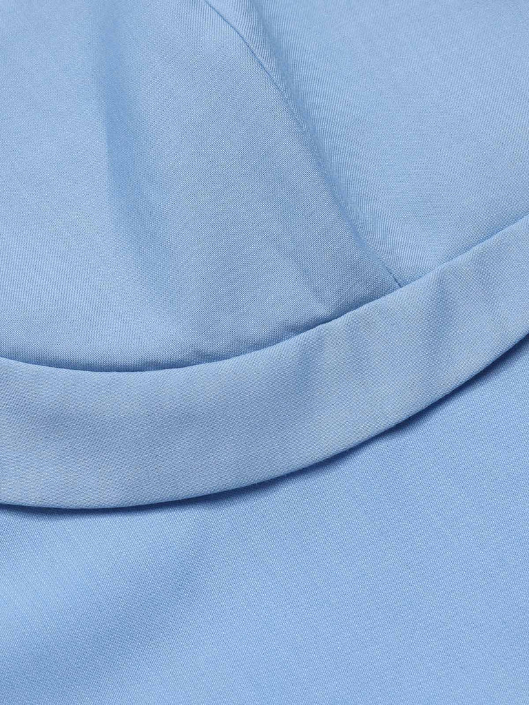 Abito con cintura e spalline sottili blu anni '50
