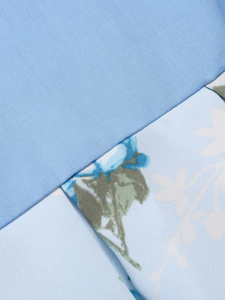 Abito con cintura e spalline sottili blu anni '50