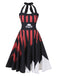 Abito con teschio scollo all'americana Halloween nero anni '50