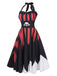 Abito con teschio scollo all'americana Halloween nero anni '50