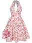 [Taglia Forti] Abito scollo a V floreale Rosa anni '50