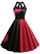 Abito con scollo all'americana rosso e nero anni '50