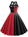 Abito con scollo all'americana rosso e nero anni '50