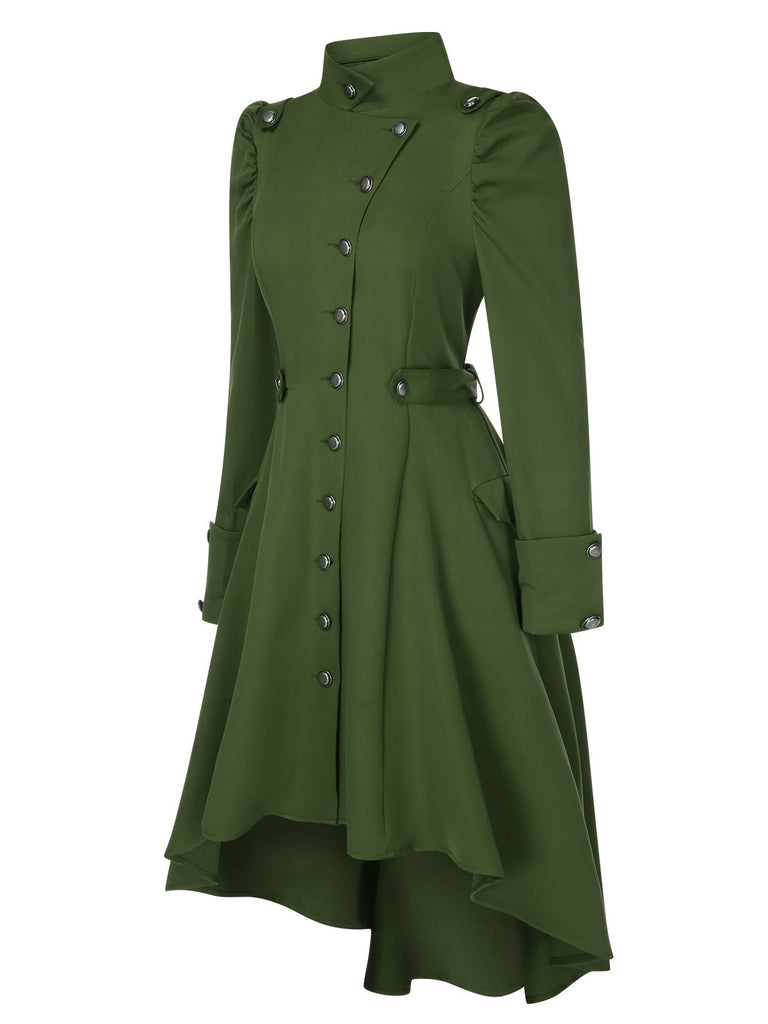 Cappotto con bottoni e collo alto in tinta unita anni '50