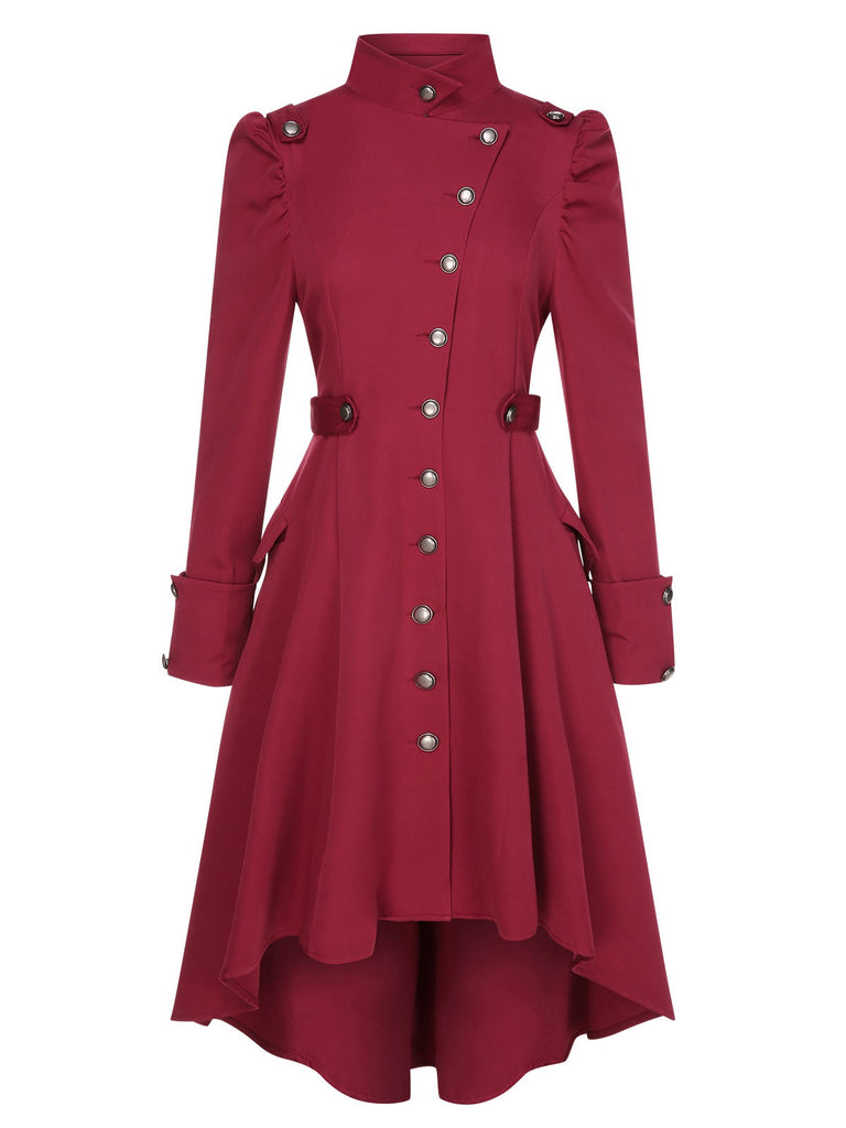 Cappotto con bottoni e collo alto in tinta unita anni '50