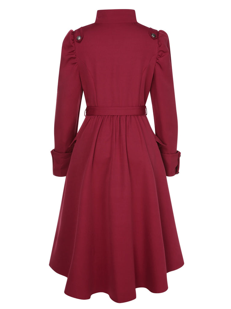 Cappotto con bottoni e collo alto in tinta unita anni '50