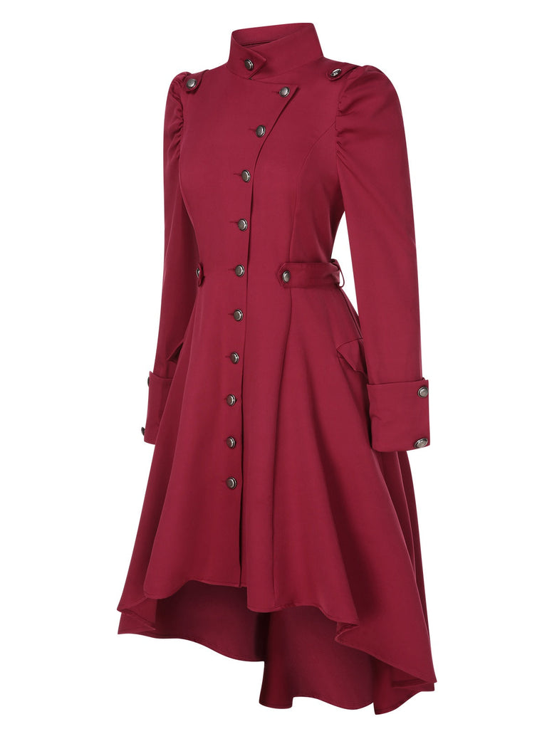 Cappotto con bottoni e collo alto in tinta unita anni '50
