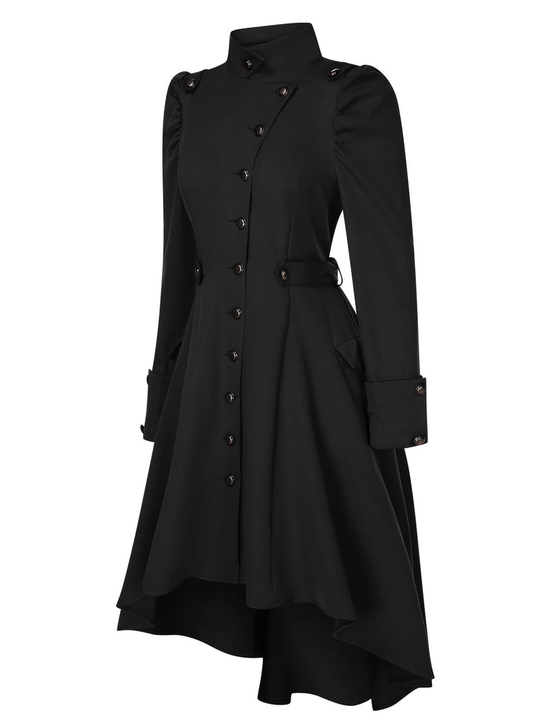 Cappotto con bottoni e collo alto in tinta unita anni '50