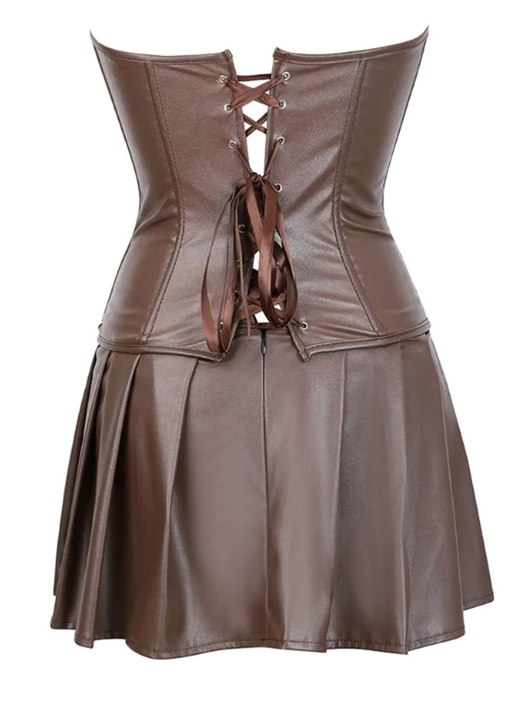 [Prevendita] 2PCS Corsetto e gonna a fascia in similpelle gotica anni '70