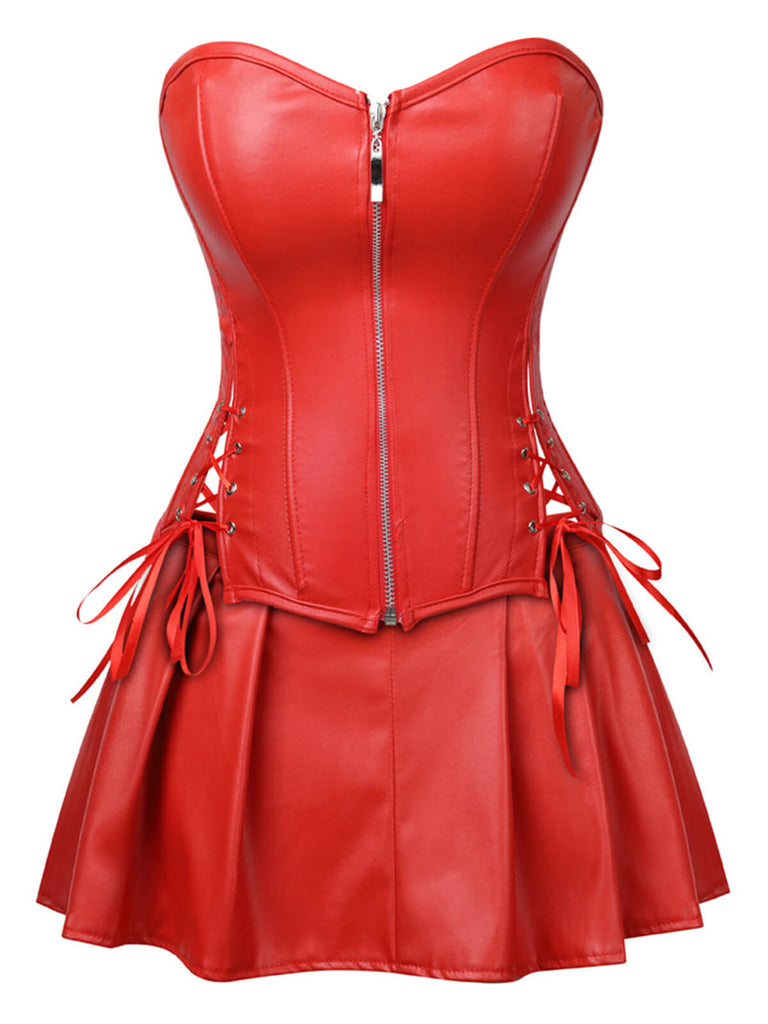 [Prevendita] 2PCS Corsetto e gonna a fascia in similpelle gotica anni '70