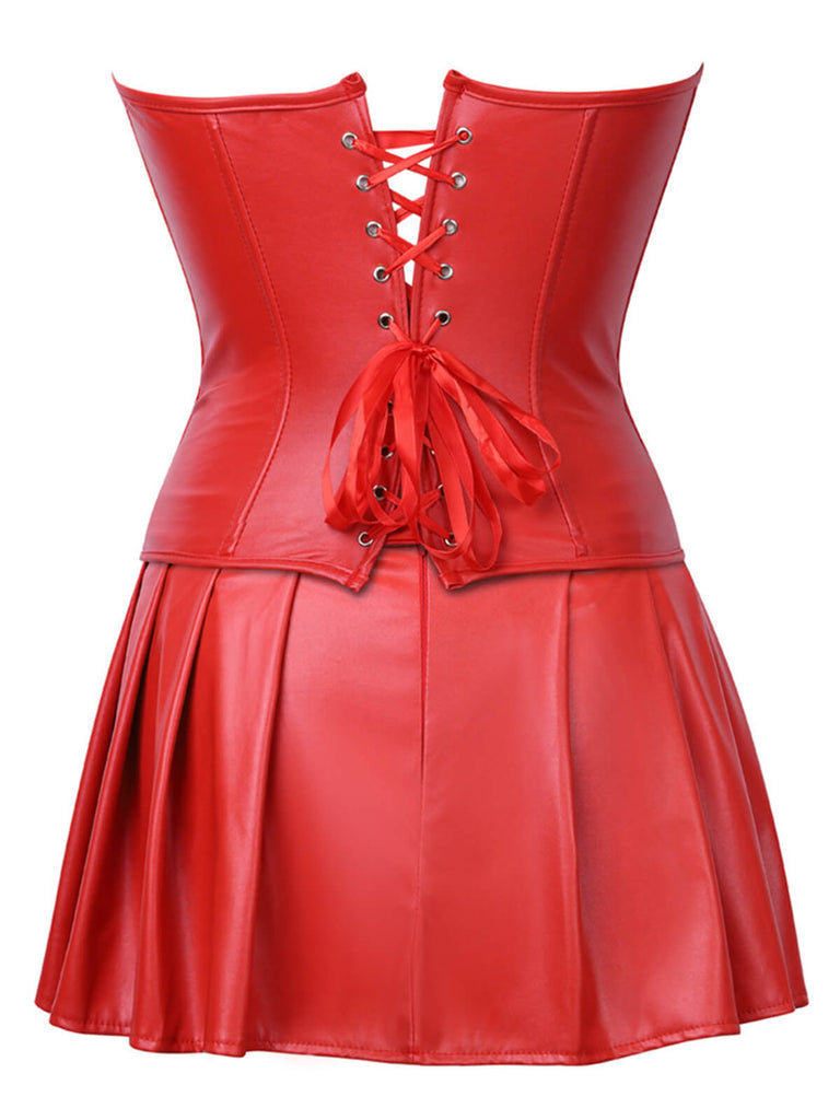 [Prevendita] 2PCS Corsetto e gonna a fascia in similpelle gotica anni '70