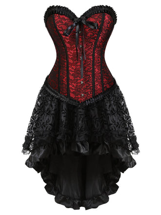 [Prevendita] 2PCS Corsetto in pizzo steampunk e gonna alta e bassa blu anni '70