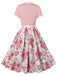 Abito rose con colletto annodato e patchwork rosa anni '50