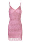 Abito rosa spalline sottili frange scollo a V anni '20