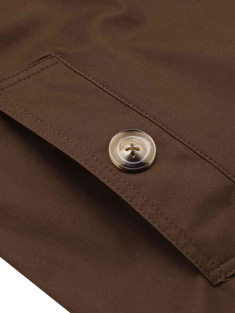 Trench con revers abbottonato color caffè anni '50