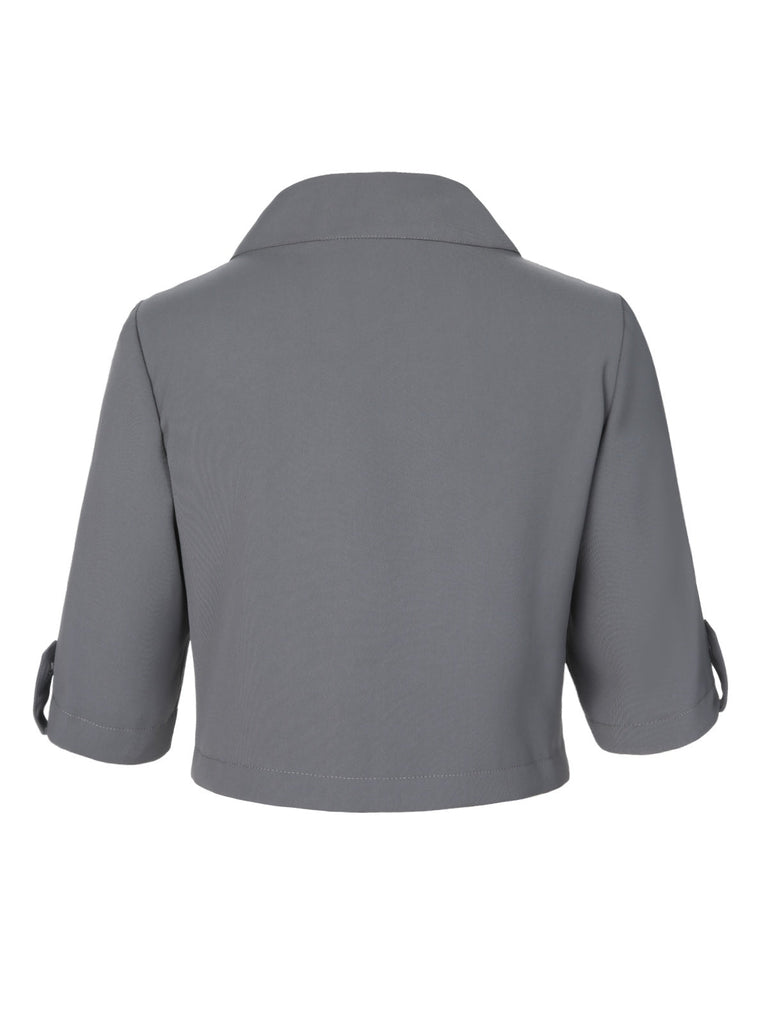 Cappotto corto con collo alto e bottoni grigio chiaro anni '50