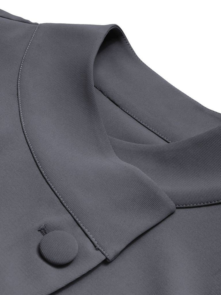 Cappotto corto con collo alto e bottoni grigio chiaro anni '50