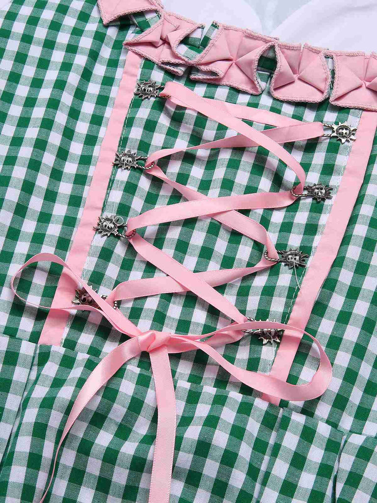 2PCS Top e abito a quadri e grembiule Oktoberfest anni '50
