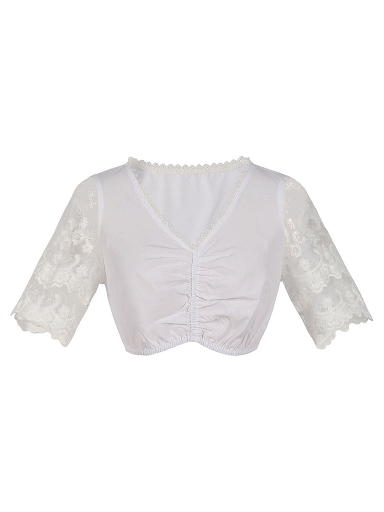 2PCS Top bianco e abito nero e grembiule verde Oktoberfest anni '50