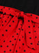 Abito a pois con cintura patchwork rosso anni '50