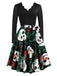 Abito patchwork con scollo a onda Halloween anni '50