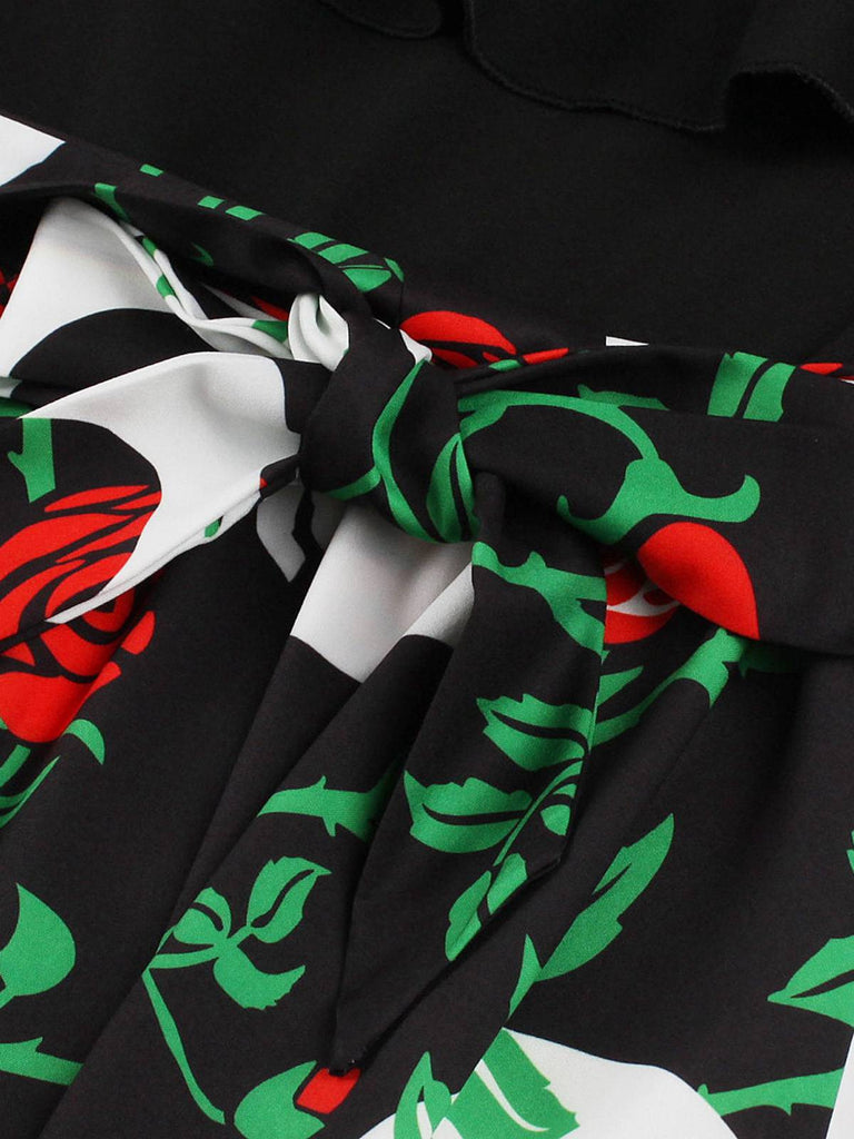 Abito patchwork con scollo a onda Halloween anni '50