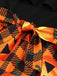 Abito patchwork con scollo a onda Halloween anni '50