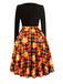Abito patchwork con scollo a onda Halloween anni '50