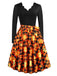 Abito patchwork con scollo a onda Halloween anni '50