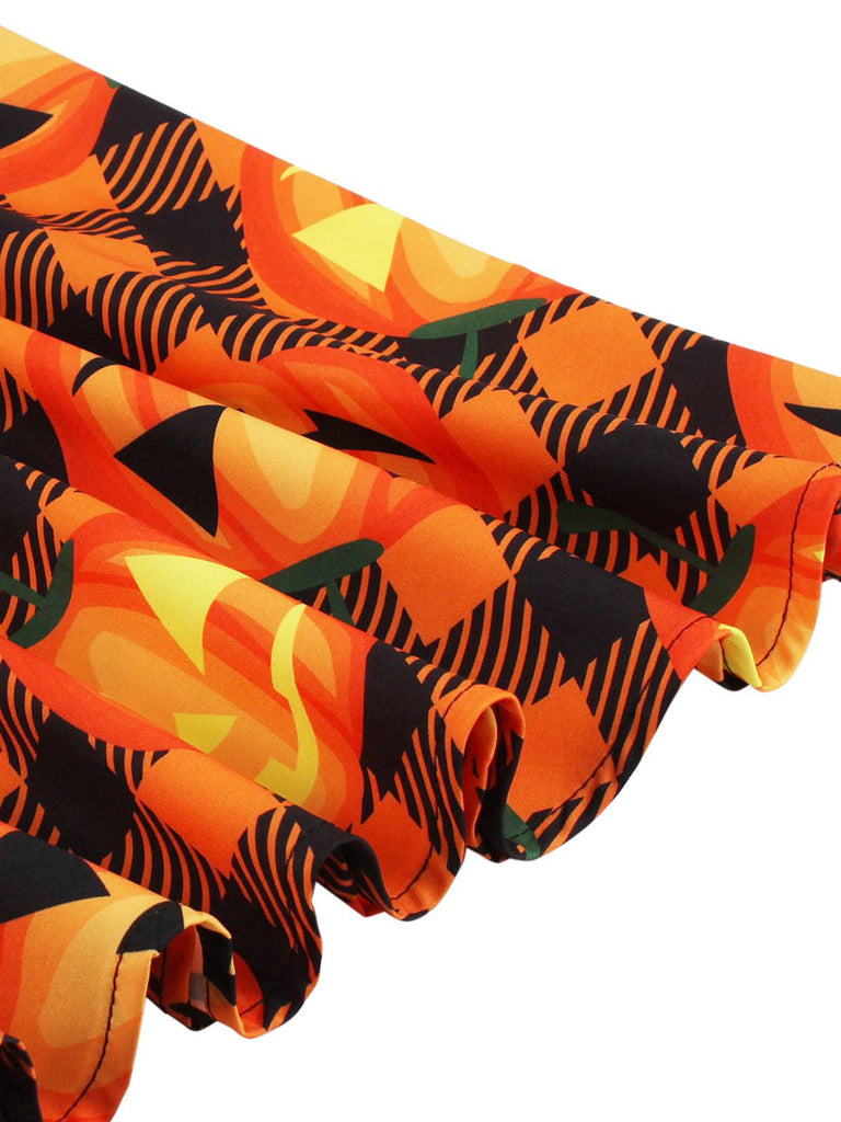 Abito patchwork con scollo a onda Halloween anni '50