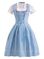 Completo con abito patchwork in pizzo Oktoberfest blu anni '50